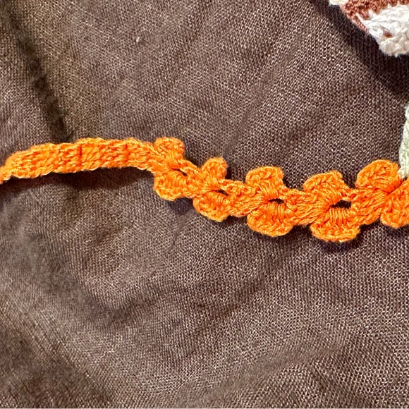 HERRY Istanbul - Linen Dress with CROCHET Halter Top Sz S - BROWN - Picture 4 of 7